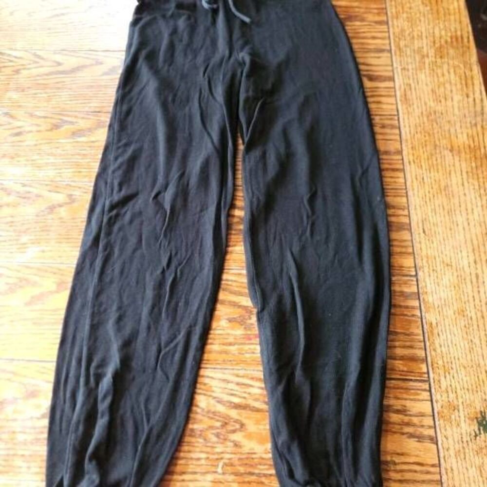 Reformation black plush drawstring jogger  lounge wear pants sz Small